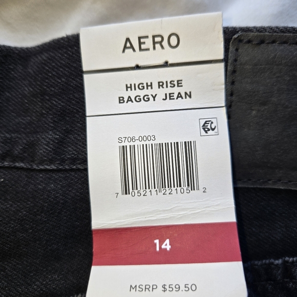 Aeropostale Aero High Rise Baggy Jeans Size 14 NWT Black Style 9854AS - Picture 5 of 16